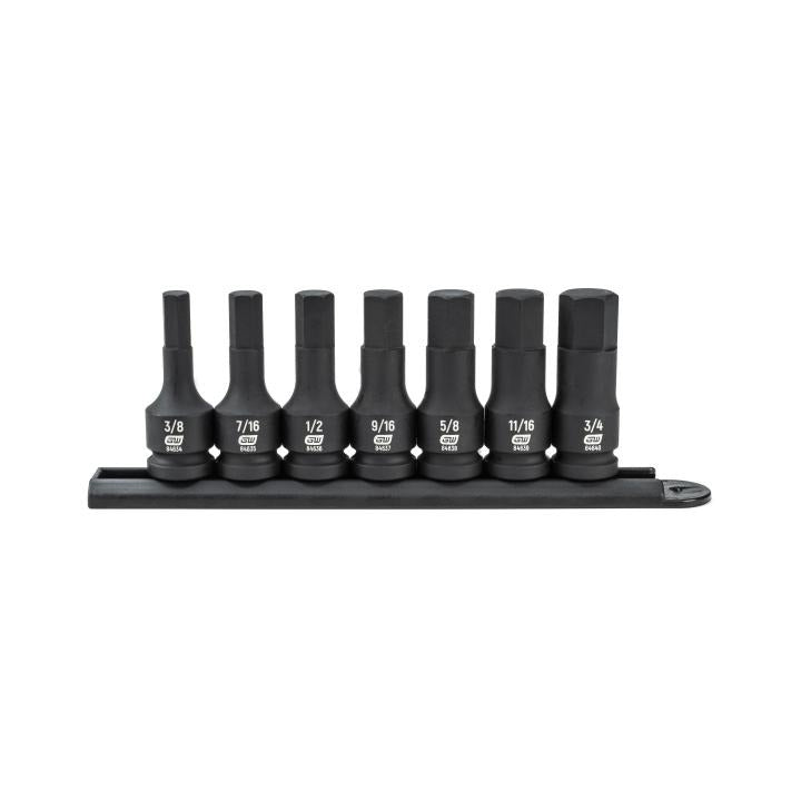 Gearrwench 84941 - 7 Piece 1/2" Drive Hex Bit Impact SAE Socket Set