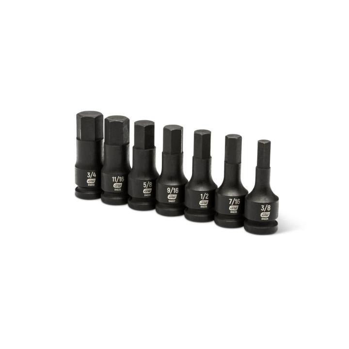 Gearrwench 84941 - 7 Piece 1/2" Drive Hex Bit Impact SAE Socket Set