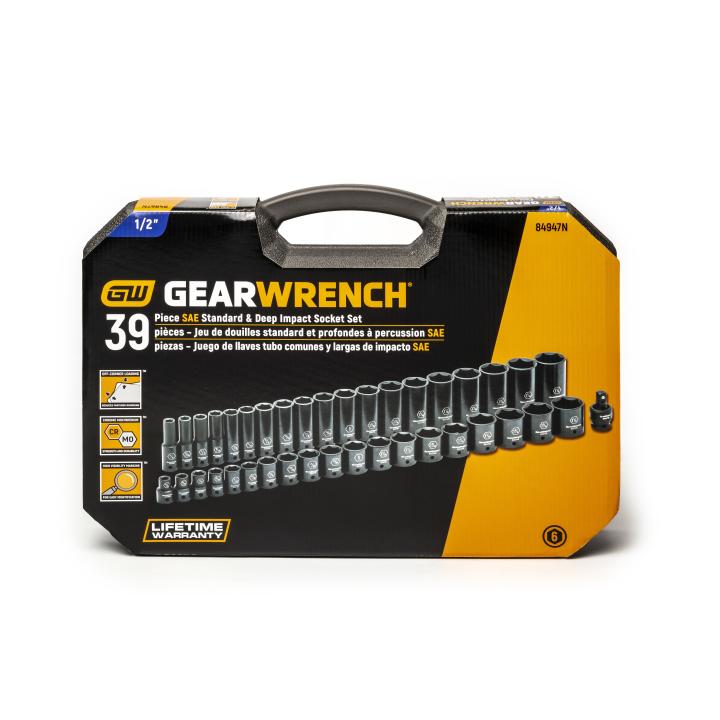 Gearwrench 84947N - 39 Piece 1/2" Drive 6 Point Standard & Deep Impact SAE Socket Set