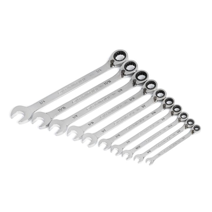 Gearwrench 86658 - 10 Piece 90-Tooth 12 Point SAE Reversible Ratcheting Wrench Set