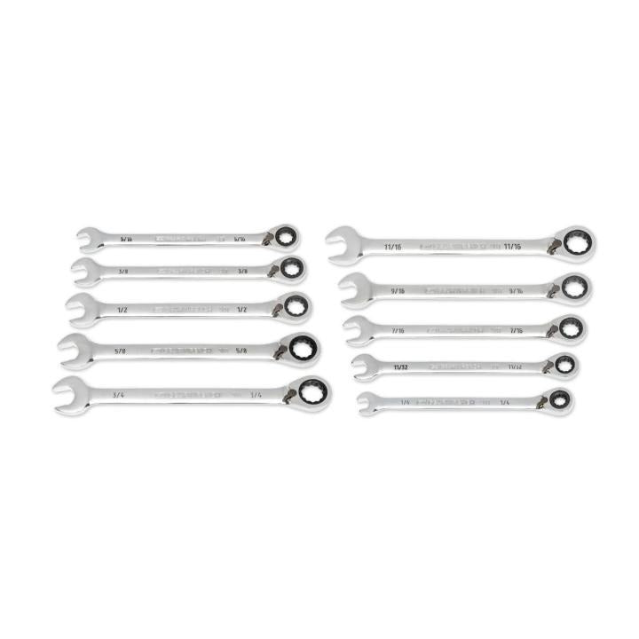Gearwrench 86658 - 10 Piece 90-Tooth 12 Point SAE Reversible Ratcheting Wrench Set