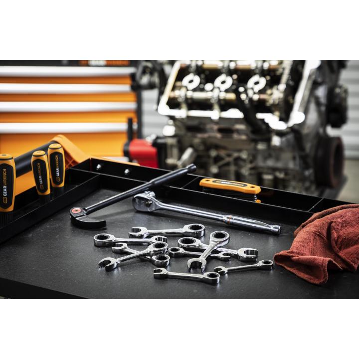 Gearwrench 86850 - 10 Piece 90-Tooth 12 Point Metric Stubby Ratcheting Combination Wrench Set