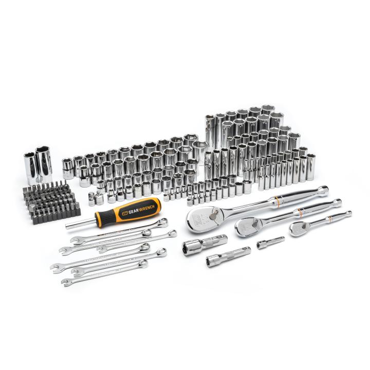 Gearwrench GW90MCBMTS - 185 Piece 1/4", 3/8” & 1/2" Drive 90T SAE/Metric Mechanics Hand Tool Set