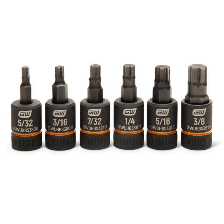 Gearwrench GWUHBSS6 - 6 Piece 3/8" Drive SAE Impact Bi-directional Hex Bit Socket Set