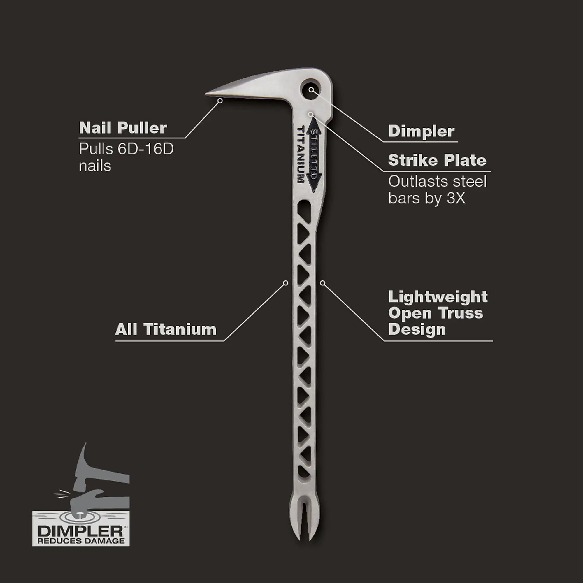 Stiletto TICLW-12 - 11.5" Titanium Claw Bar