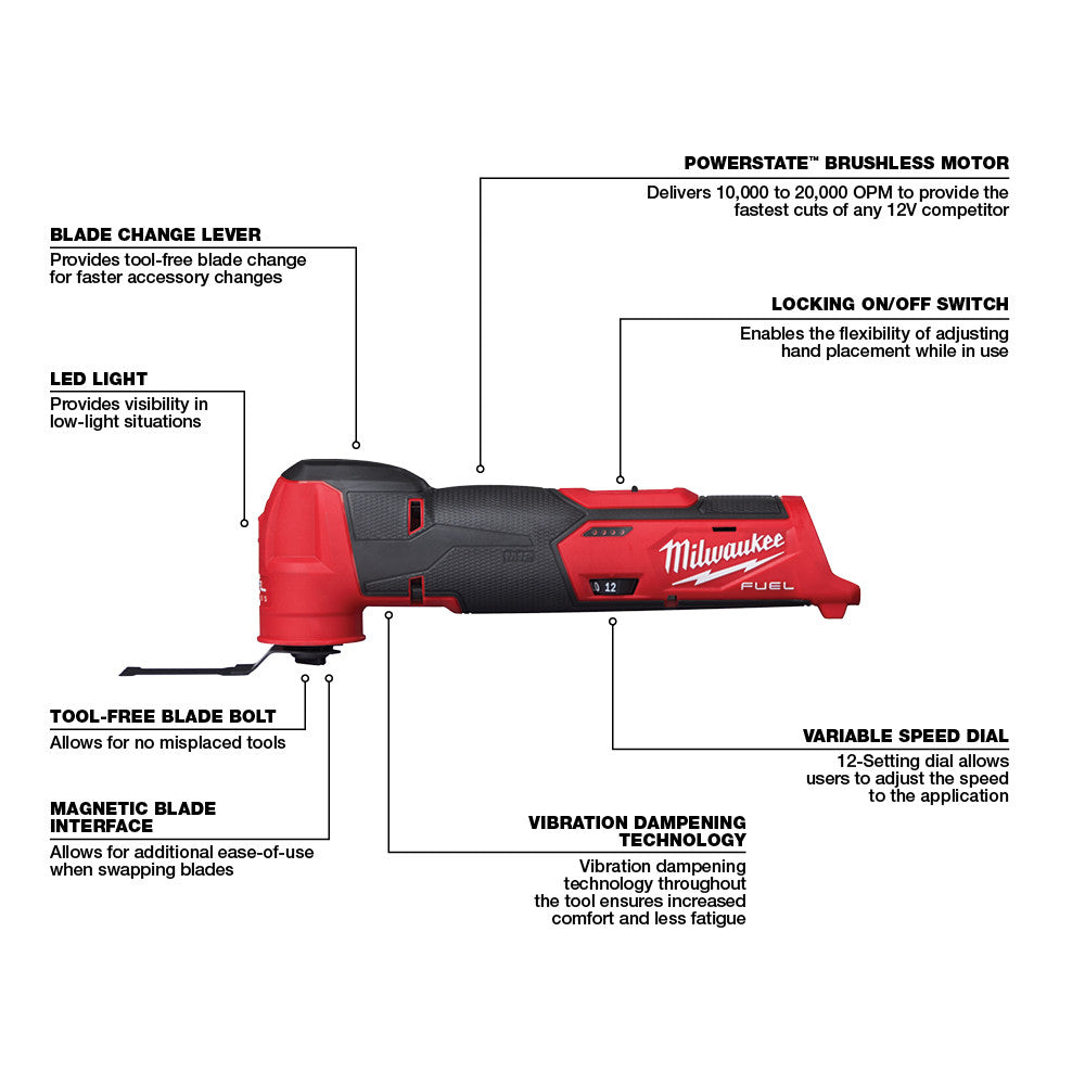 Milwaukee 2526-20 - M12 FUEL™ Oscillating Multi-Tool - Wise Line Tools