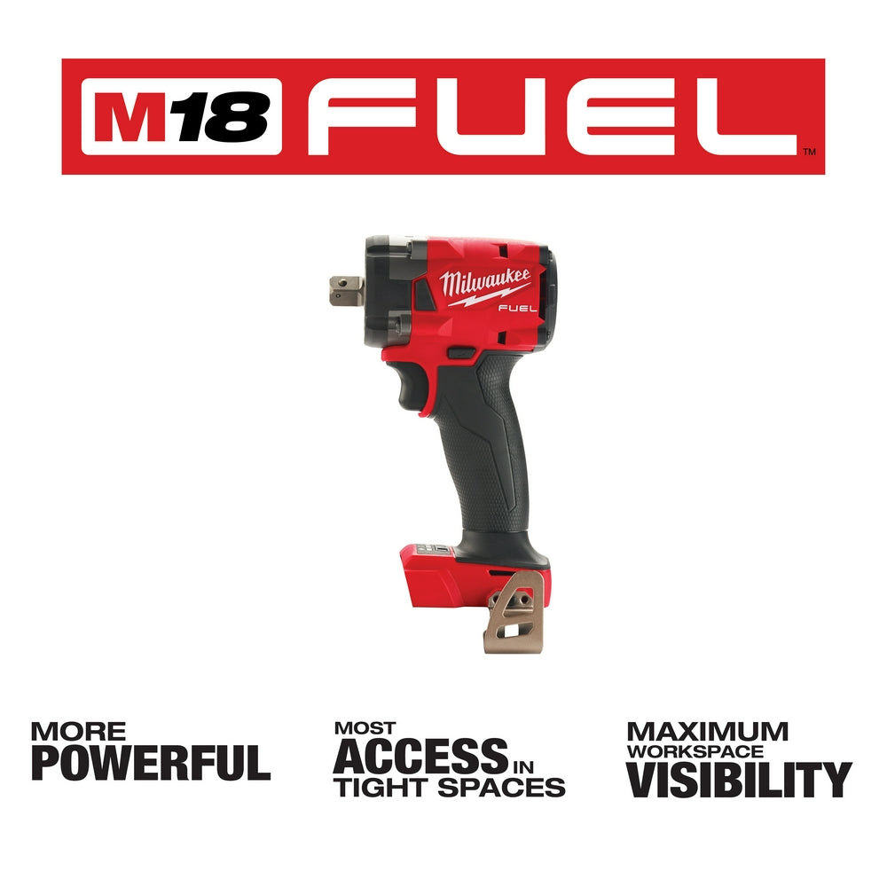 Milwaukee 2855P-20 - M18 FUEL™ 1/2 Compact Impact Wrench w/ Pin Detent - Wise Line Tools