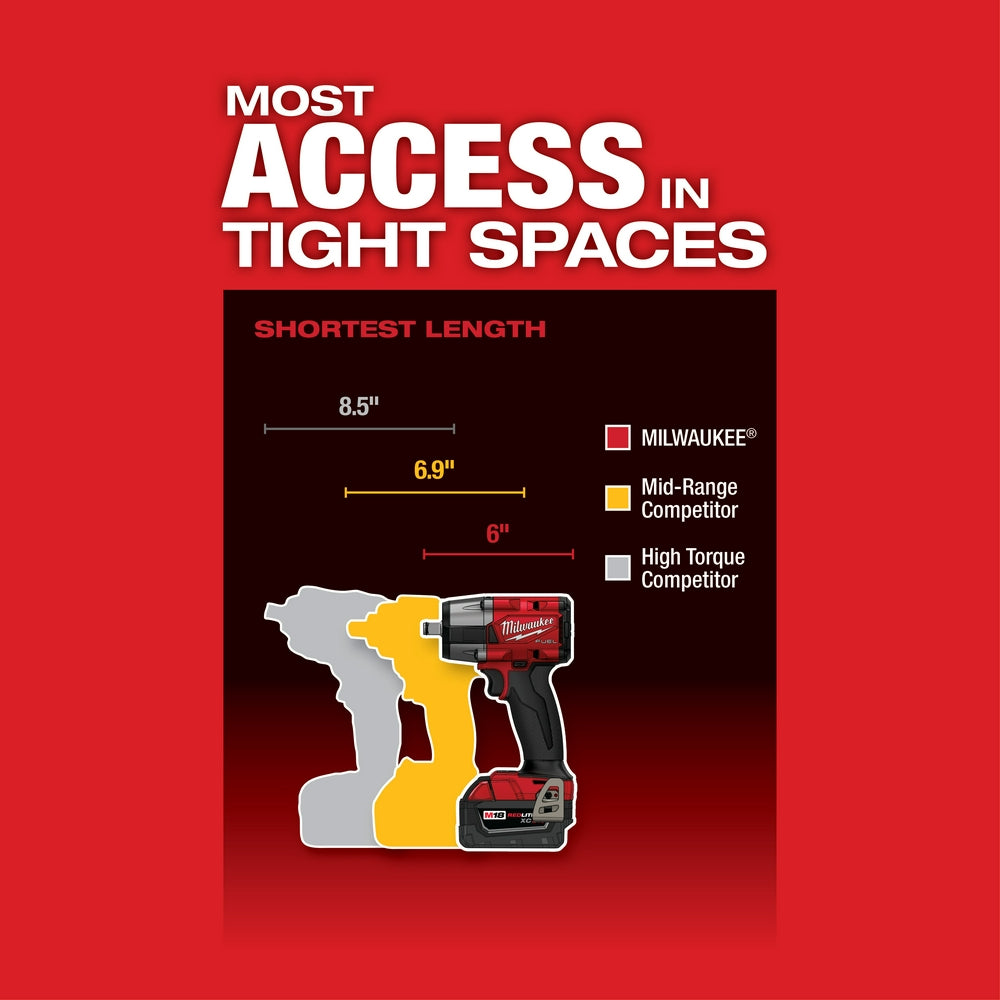 Milwaukee 2962-20 - M18 FUEL™ 1/2 Mid-Torque Impact Wrench w/ Friction Ring - Wise Line Tools