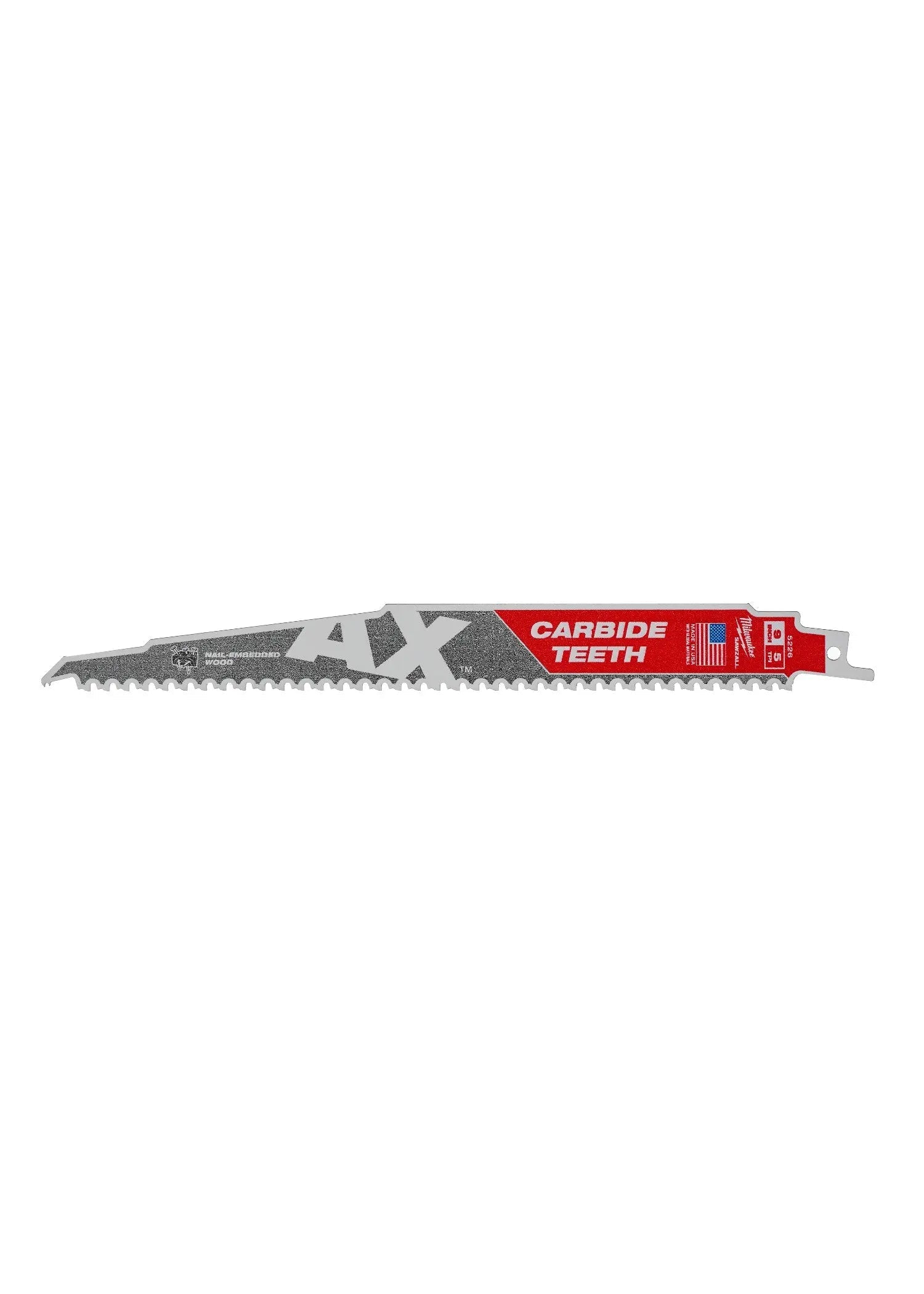 Milwaukee 48-00-5526 - 9 in. 5 TPI The Ax™ Carbide Teeth SAWZALL® Blades 5PK - Wise Line Tools
