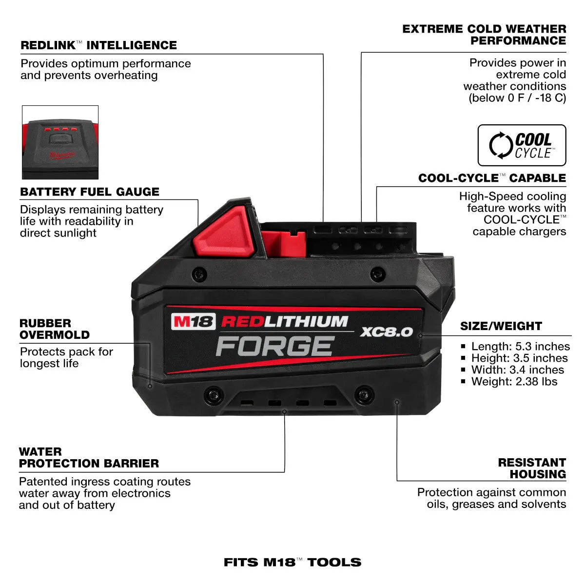 Milwaukee 48-11-1881 - M18™ REDLITHIUM™ FORGE™ XC8.0 Battery Pack - Wise Line Tools