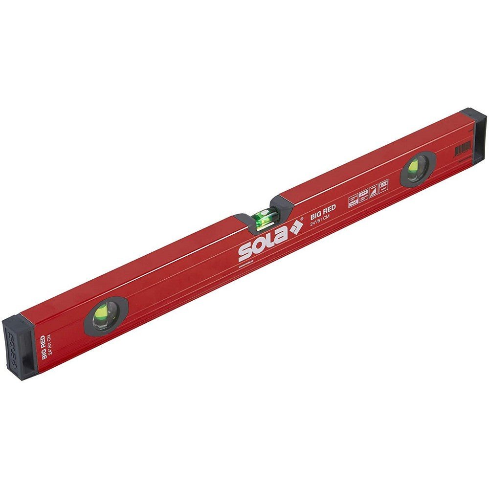 SOLA Level LSB24 Big Red Aluminum Box Beam Level with 3 - 60% Magnified Vials, 24-Inch SOLA