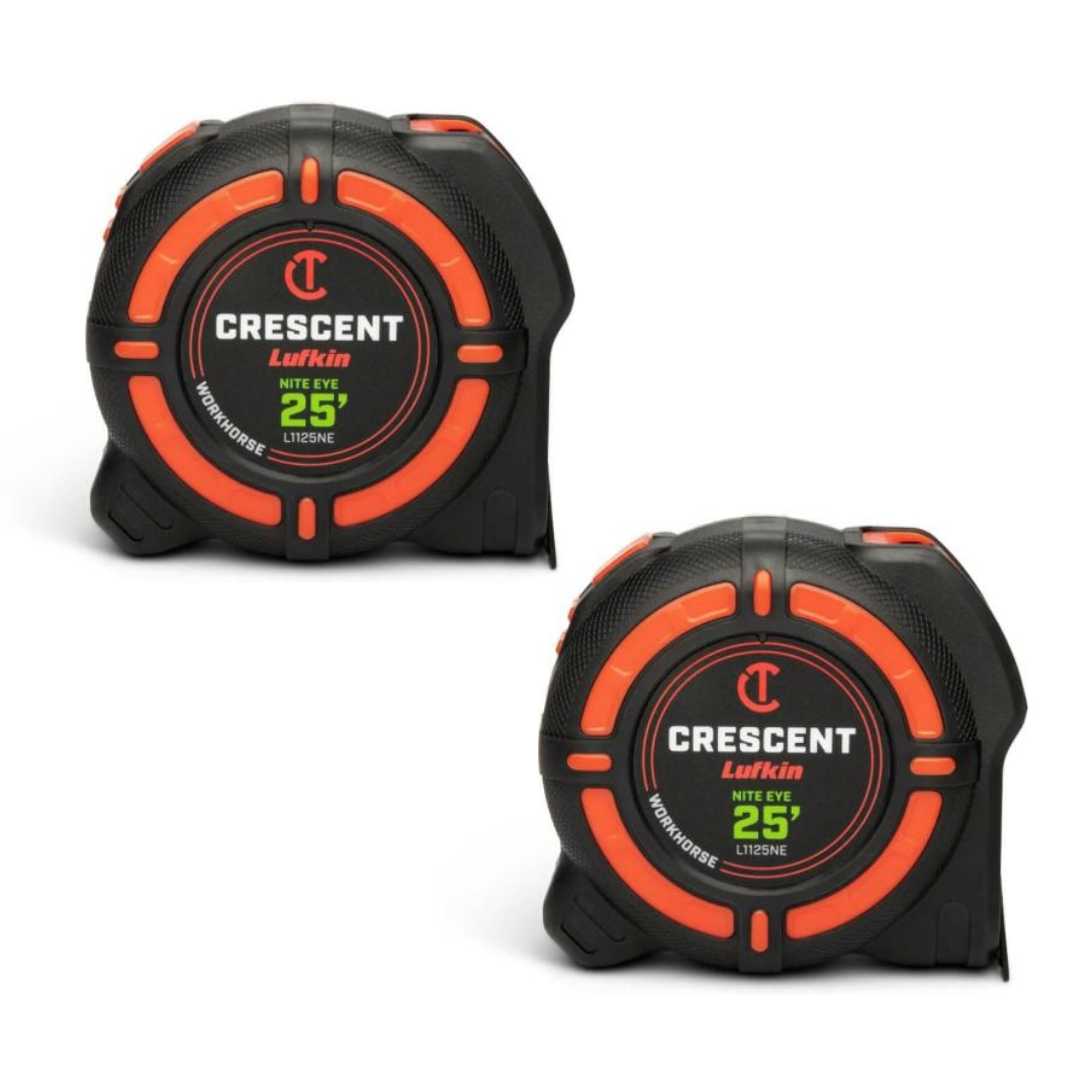Crescent L1125NESET2V - 2 Pack 1-1/4" x 25' WORKHORSE NITE EYE™ Tape Measure