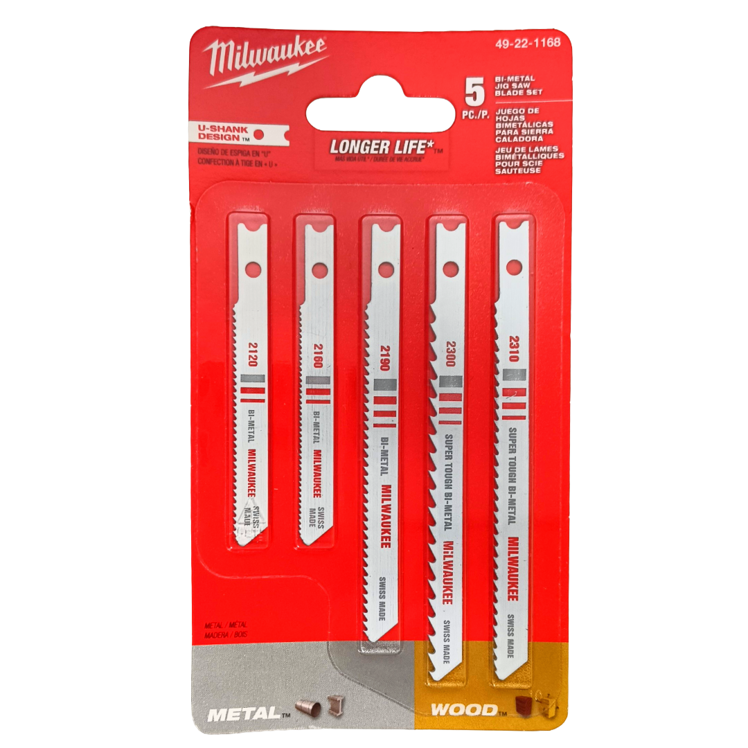 Milwaukee 49-22-1168 - 5Pc U-Shank Bi-Metal Jig Saw Blade Set