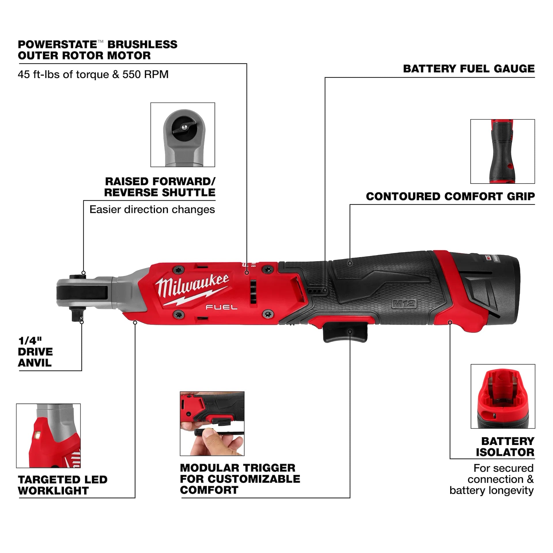 Milwaukee 3052-21 - M12 FUEL™ 1/4" Ratchet Kit