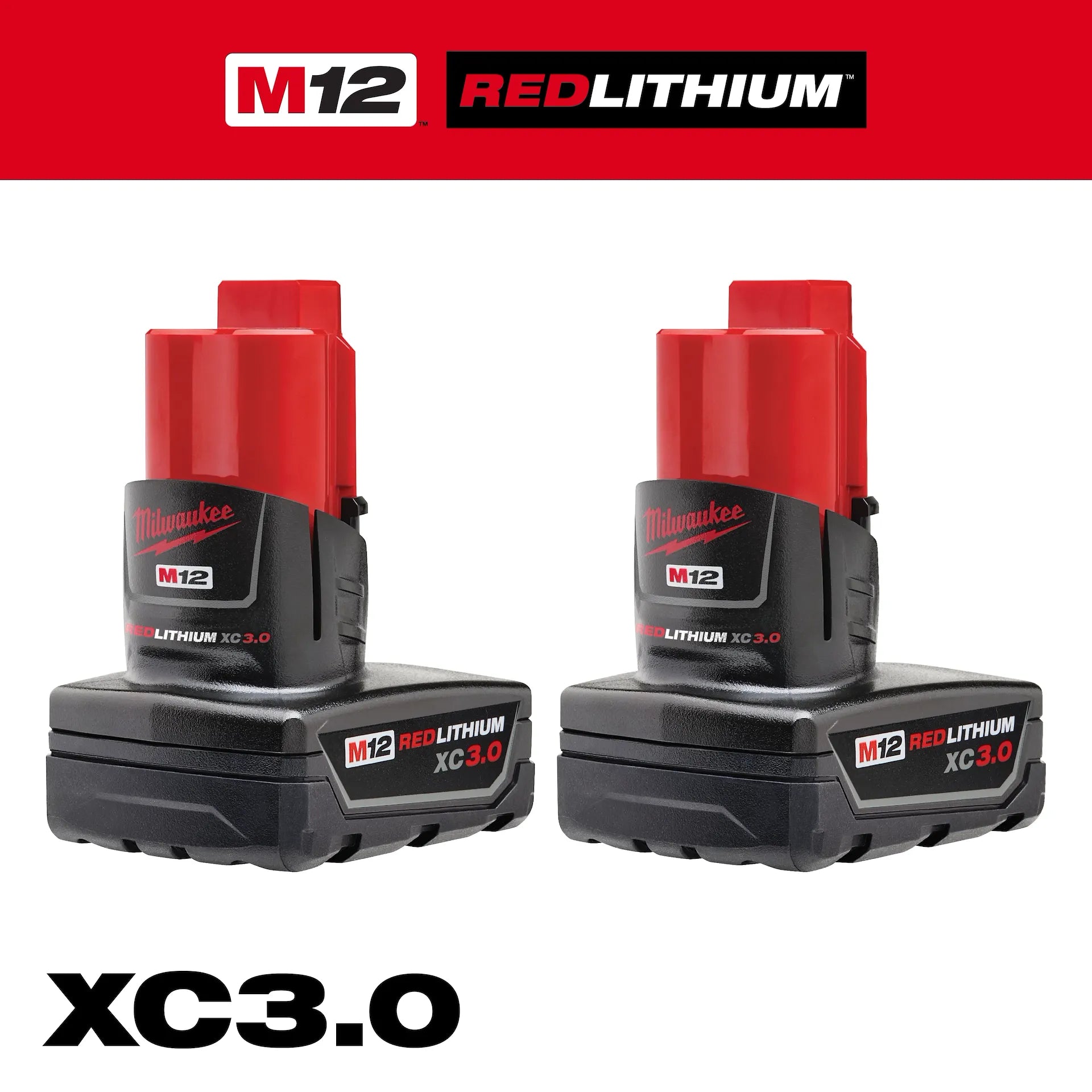 Milwaukee 48-11-2412 - M12™ REDLITHIUM™ XC 3.0Ah Battery (2 Piece)