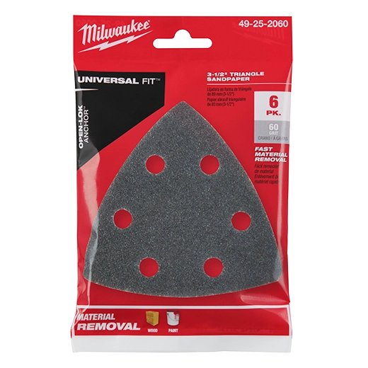 Milwaukee 49-25-2060 - 3-1/2" Triangle Sandpaper 60grit 6pk