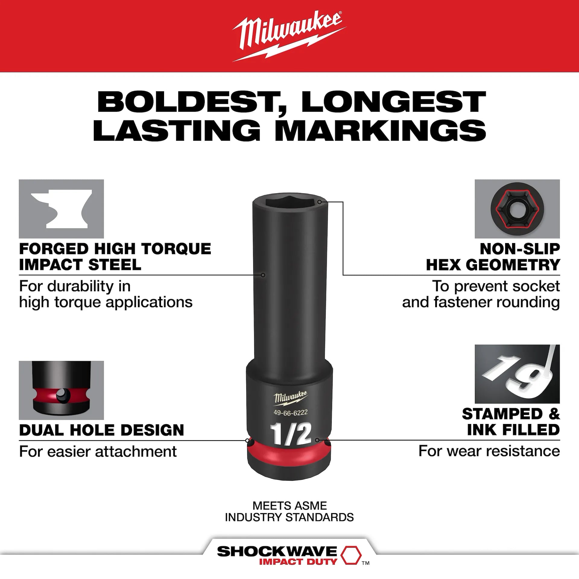 Milwaukee 49-66-6804 - 27PC SHOCKWAVE™ Impact Duty Socket 1/2” Drive MM & SAE Set with PACKOUT™
