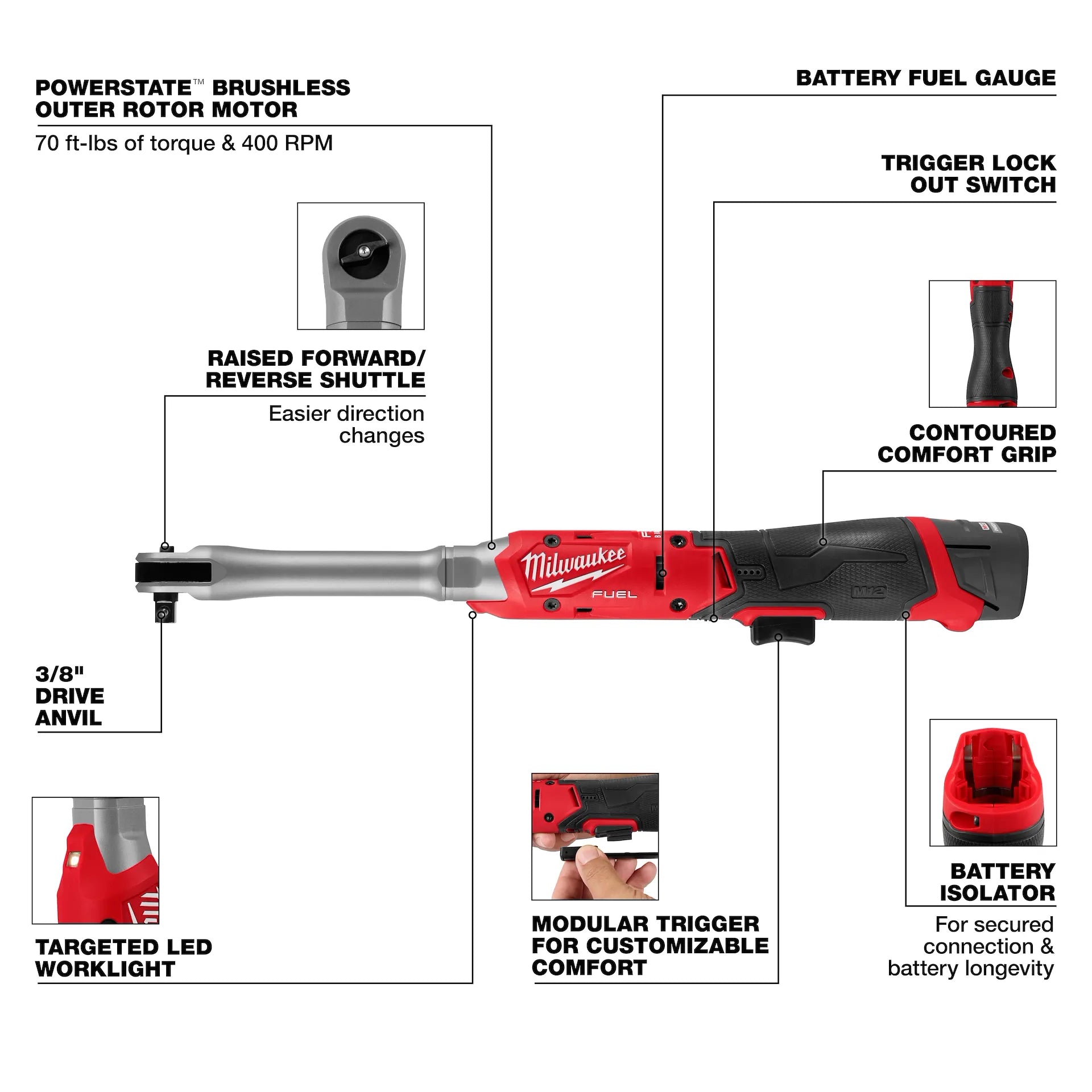 Milwaukee 3059-21 - M12 FUEL™ 3/8" Extended Reach Ratchet Kit
