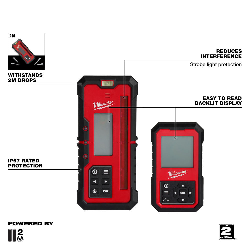 Milwaukee 3704-21 - M18™ Red Exterior Dual Slope Rotary Laser Level Kit w/ Receiver & Remote - Wise Line Tools