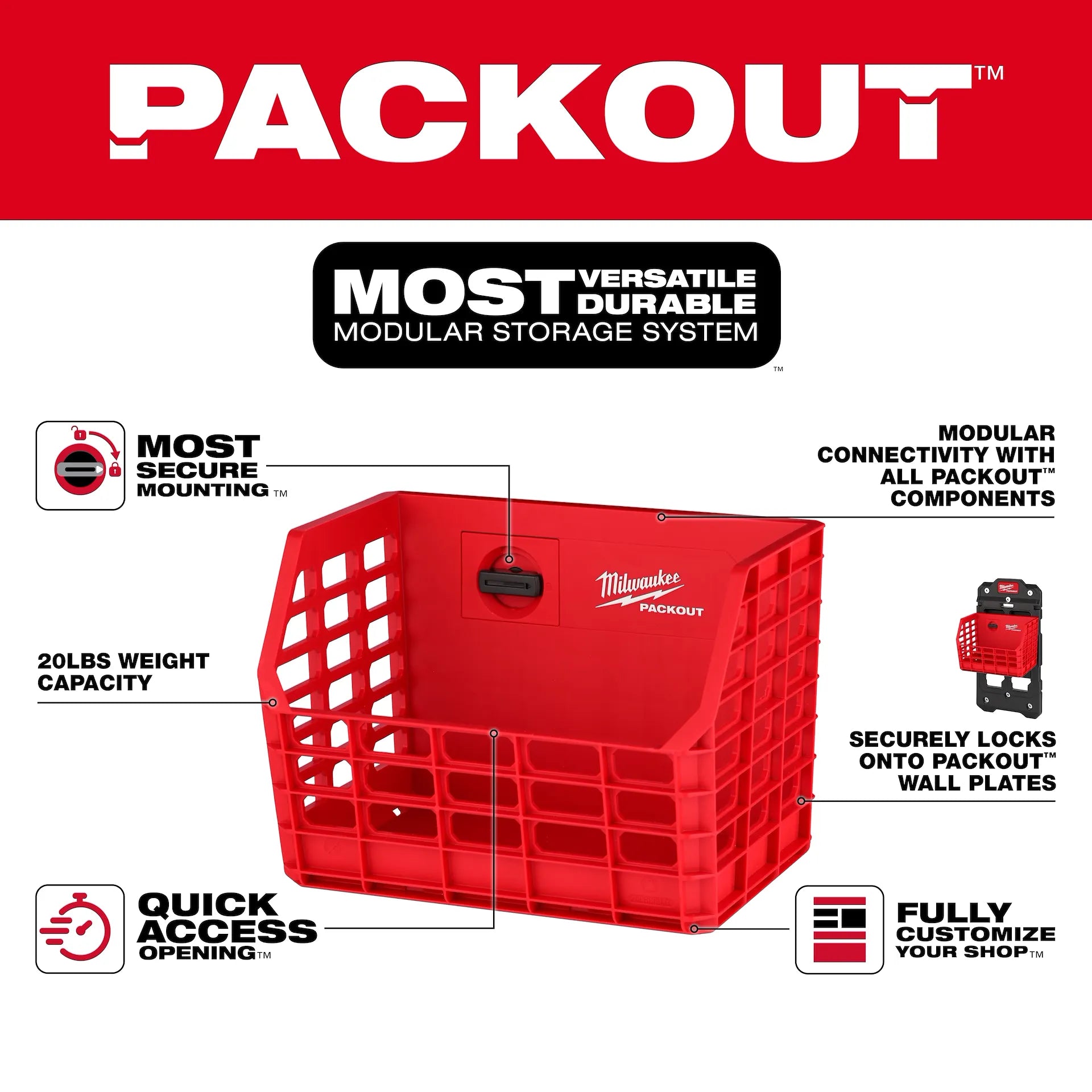 Milwaukee 48-22-8342 - PACKOUT Compact Wall Basket
