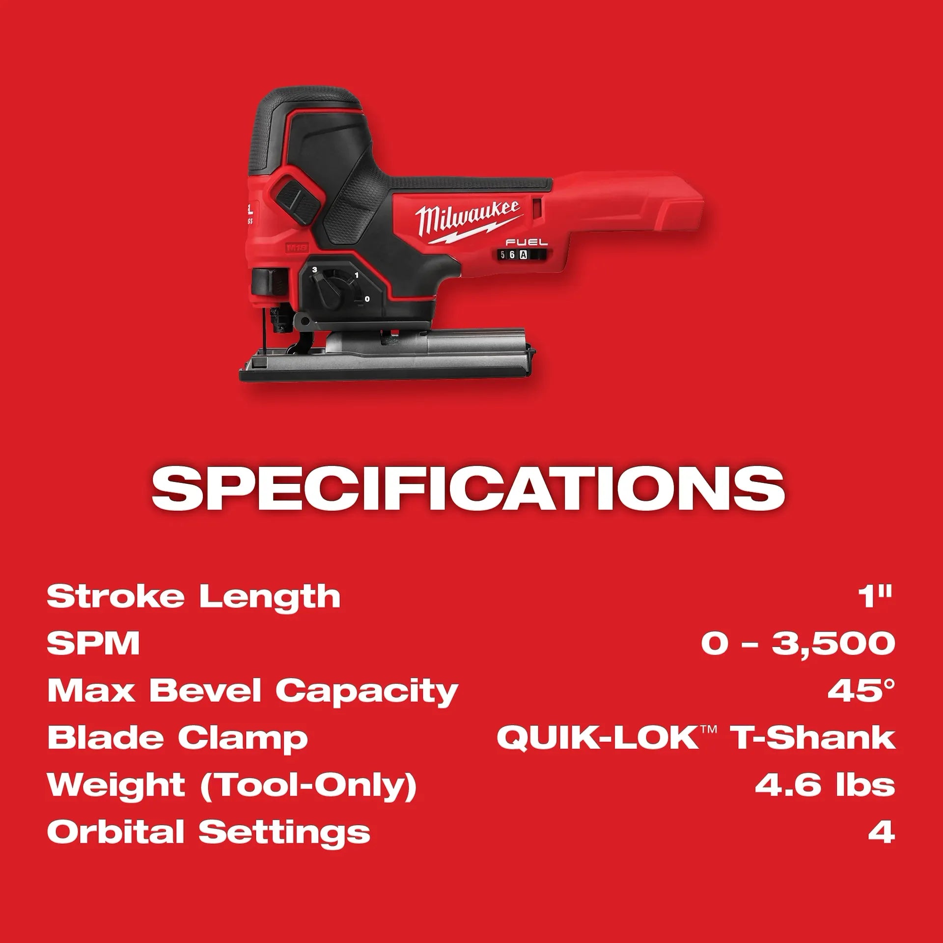 Milwaukee 2737B-20 - M18 FUEL Barrel Grip Jig Saw