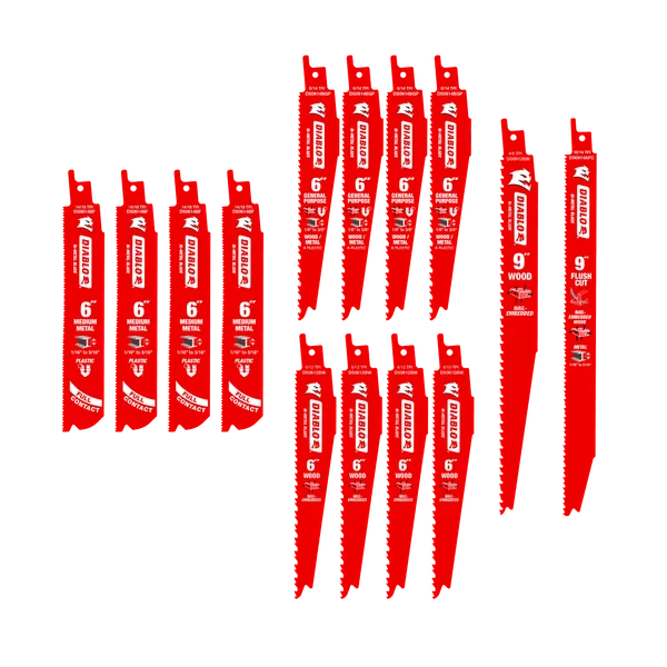 Diablo DS0014S - Bi-Metal Reciprocating Saw Blade Set (14-pc)