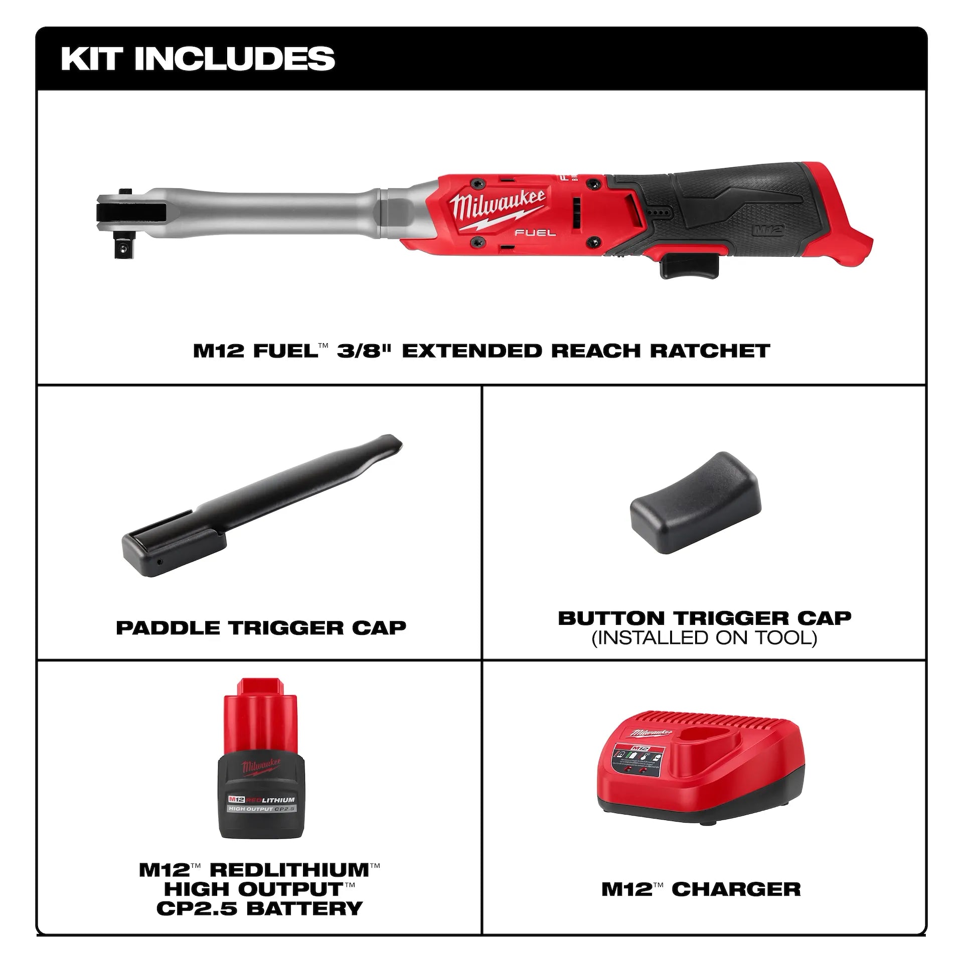 Milwaukee 3059-21 - M12 FUEL™ 3/8" Extended Reach Ratchet Kit