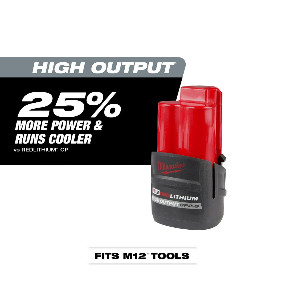 Milwaukee 48-11-2425 - M12 REDLITHIUM™ HIGH OUTPUT™ CP2.5 Battery Pack - Wise Line Tools