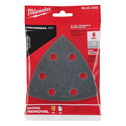 Milwaukee 49-25-2080 - 3-1/2" Triangle Sandpaper 80grit 6pk