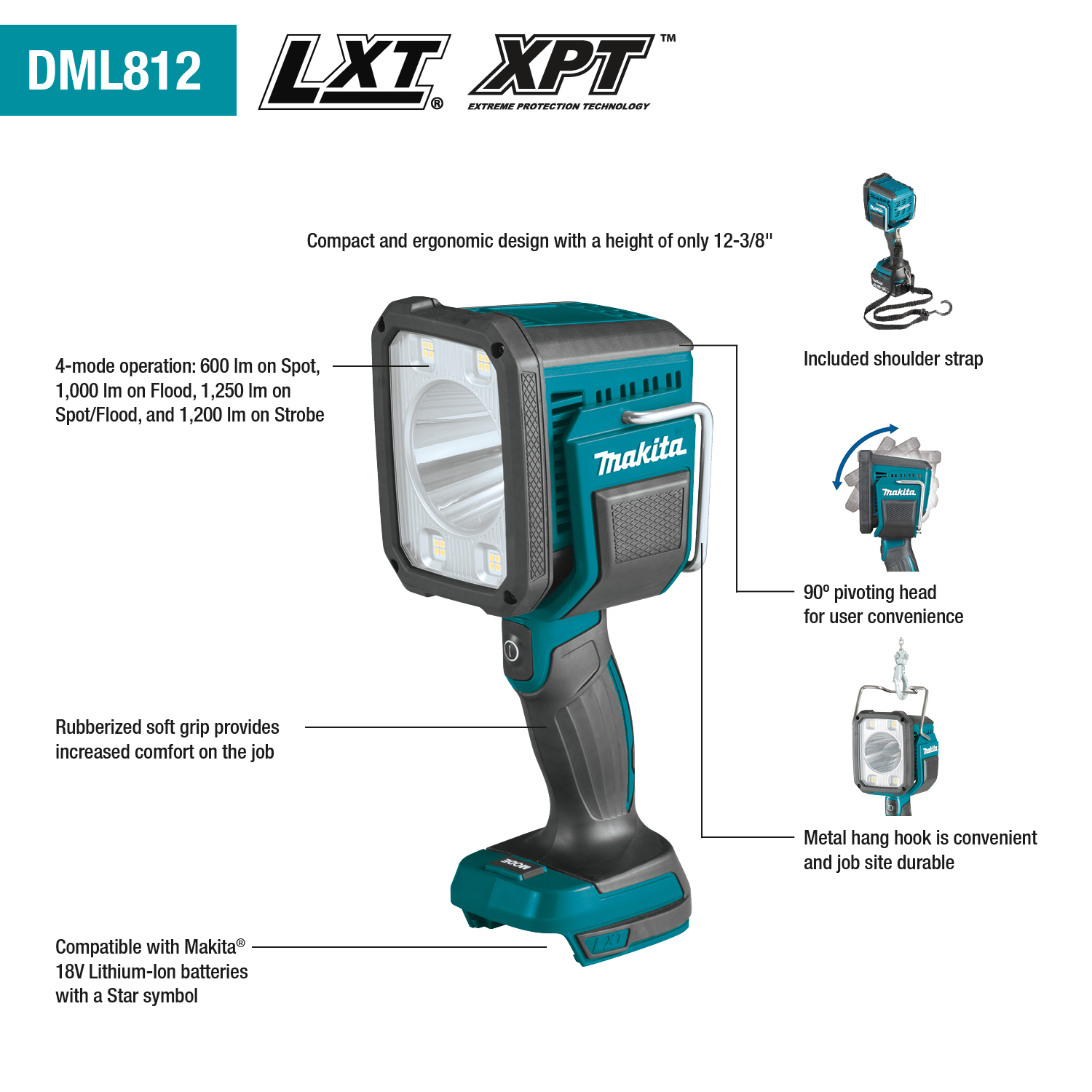 Makita DML812 - 18V LXT® Lithium‑Ion Cordless L.E.D. Flashlight / Spotlight