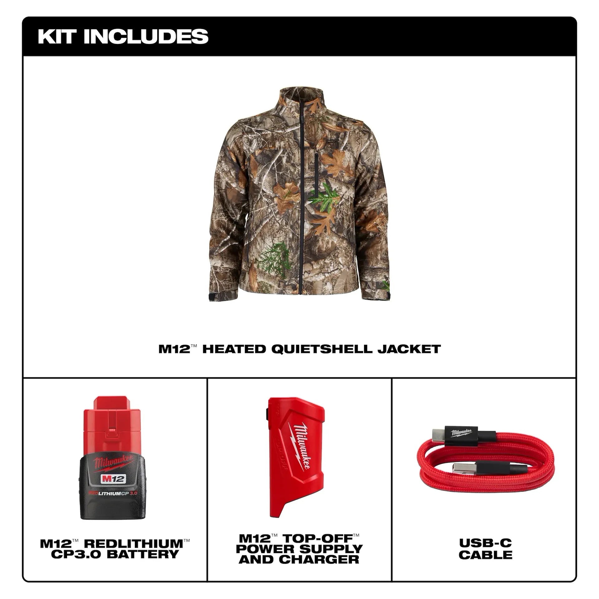 Milwaukee Men's Camo QUIETSHELL Heated Jacket Kit