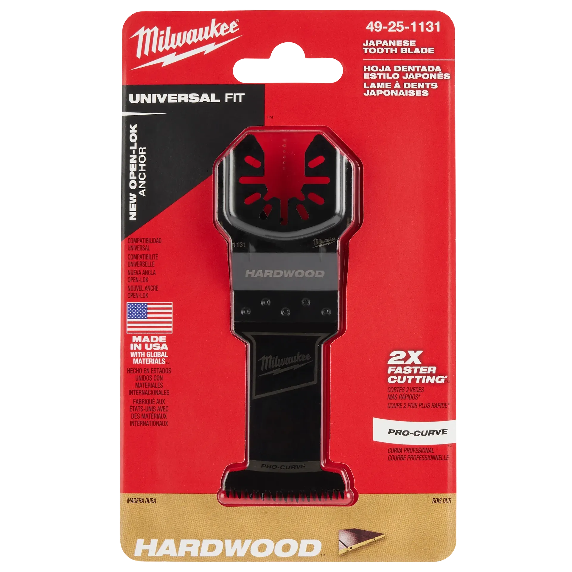 Milwaukee 49-25-1131 - 1-3/8" OPEN-LOK HCS Japanese Tooth PRO-CURVE Hardwood Multi-Tool Blade