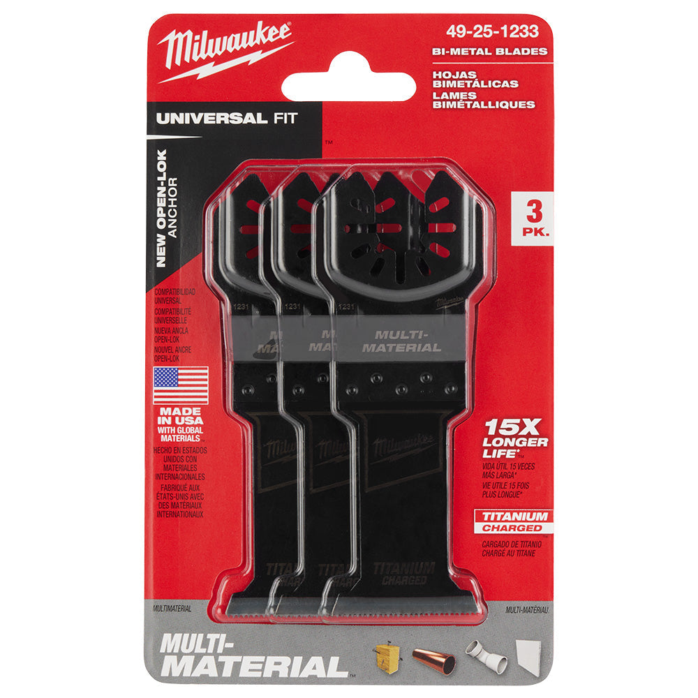 Milwaukee 49-25-1239 - OPEN-LOK™ 1-3/8" TITANIUM CHARGED™ Bi-Metal Multi-Material Multi-Tool Blades 10PK - Wise Line Tools