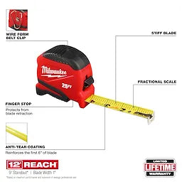 Milwaukee 48-22-1725 - 25ft Compact Tape Measure