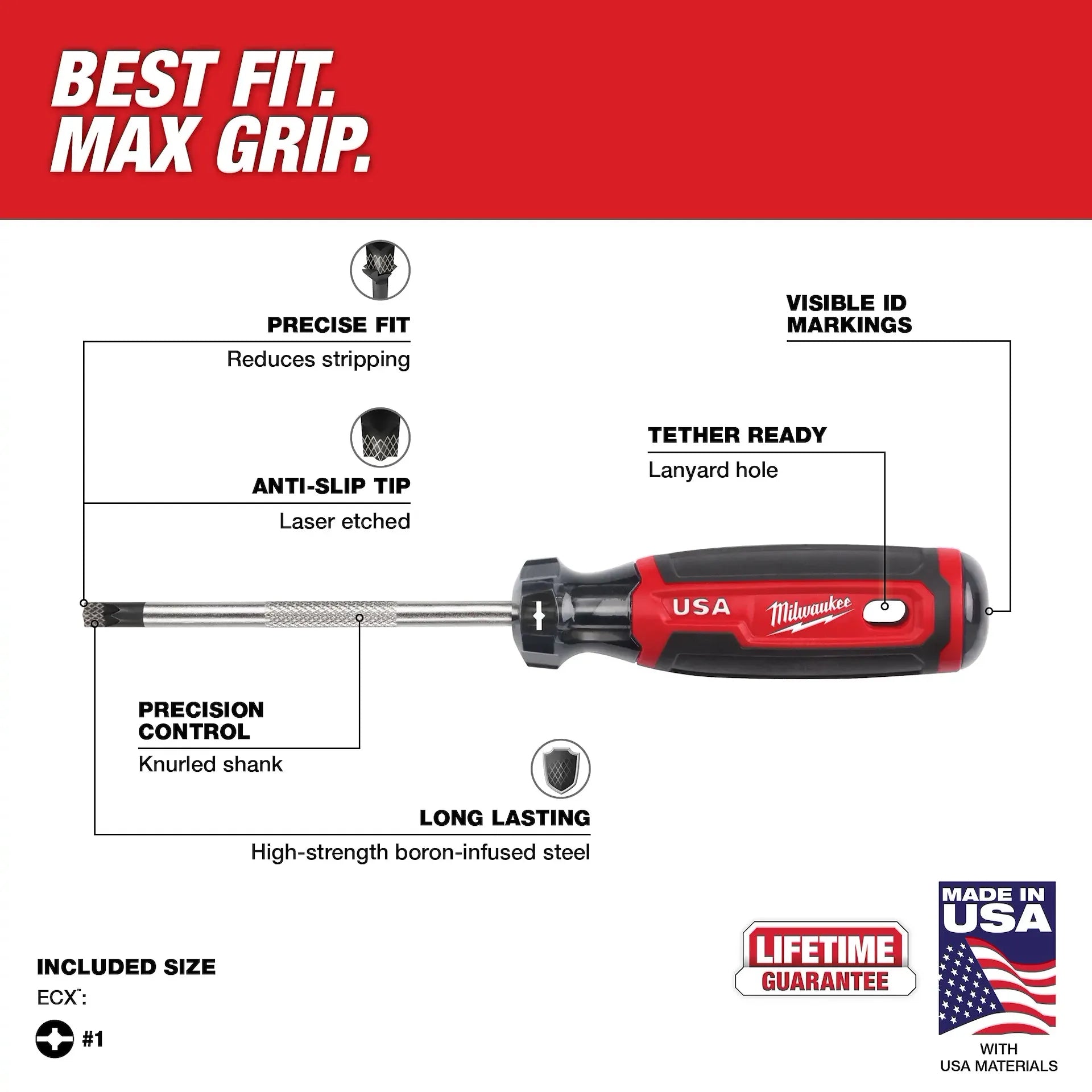 Milwaukee MT215 - #1 ECX 4" Cushion Grip Screwdriver (USA)
