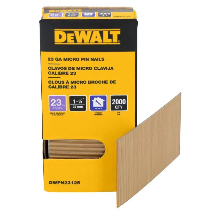 DEWALT DWPN23125 - 1-1/4-In. 23Ga Pin Nail, Chisel Point (2000-Pack)