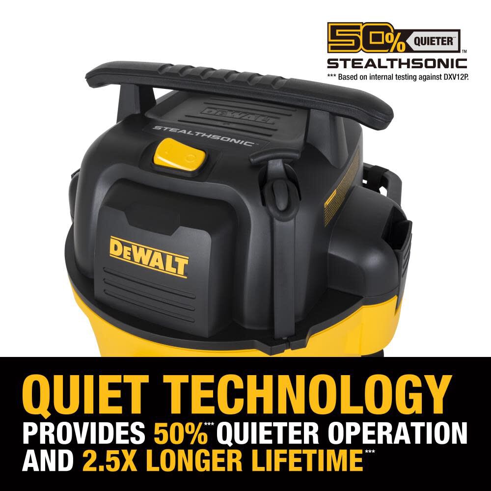 DEWALT DXV12P-QTA - 12 Gallon StealthSonic Wet/Dry Vacuum