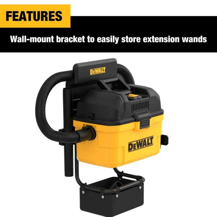 DEWALT DXV06G - 6-Gal Wall-Mounted Wet/Dry Vacuum With Wireless On/Off Control