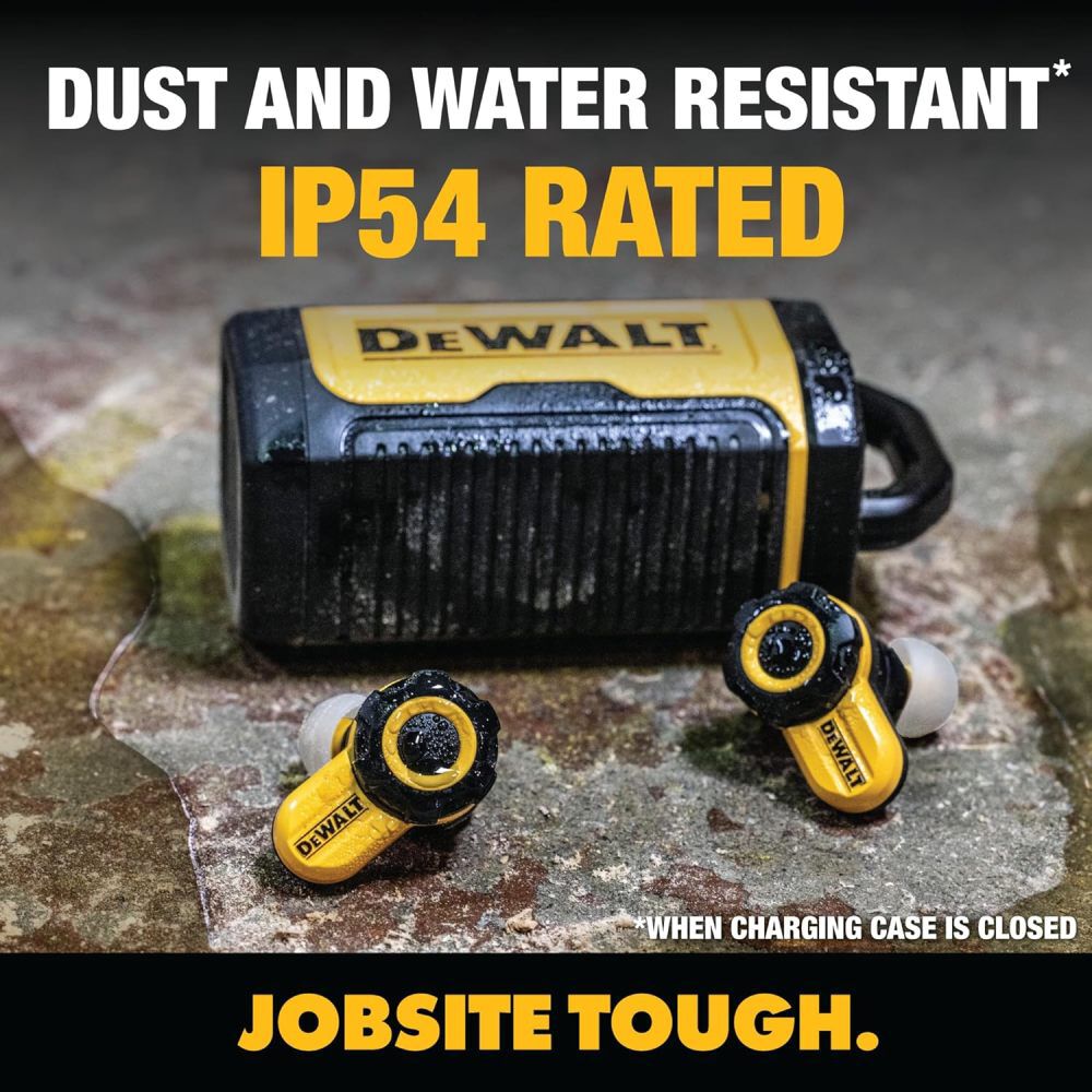 DEWALT DXMA1902097 - Jobsite Pro-X2 38 dB Wireless Earbuds with ANC and Charging Case