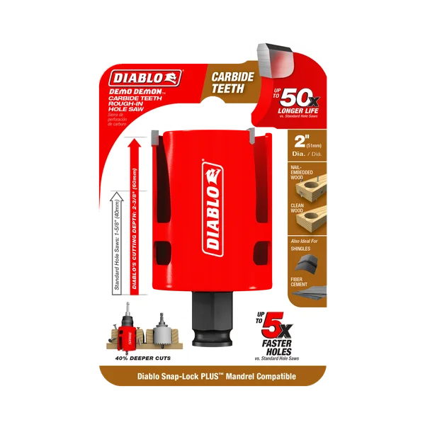 Diablo DHS2000CTR - 2" Demo Demon™ Carbide Teeth Rough-In Hole Saw