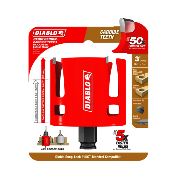 Diablo DHS3000CTR - 3" Demo Demon™ Carbide Teeth Rough-In Hole Saw
