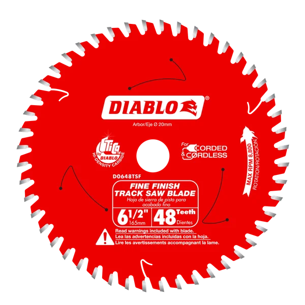 Diablo D0648TSF - 6-1/2" x 48-Teeth Track Saw Blade for Fine Finish and Plywood