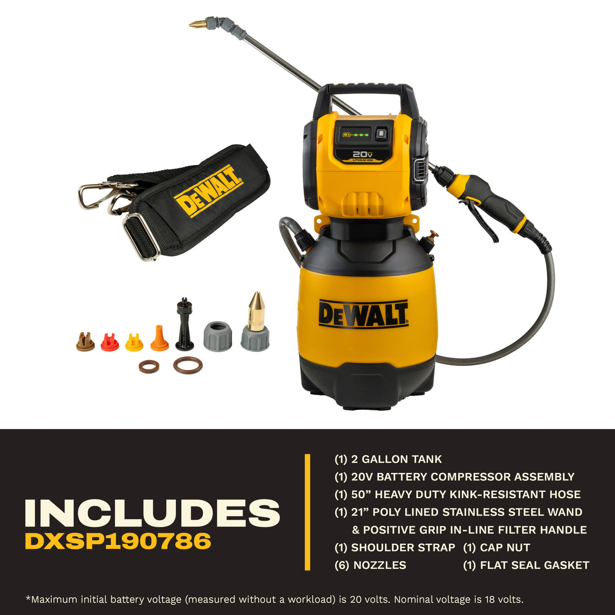 DEWALT DXSP190786B - 2‑Gallon 20V MAX™ Compressed Air Sprayer