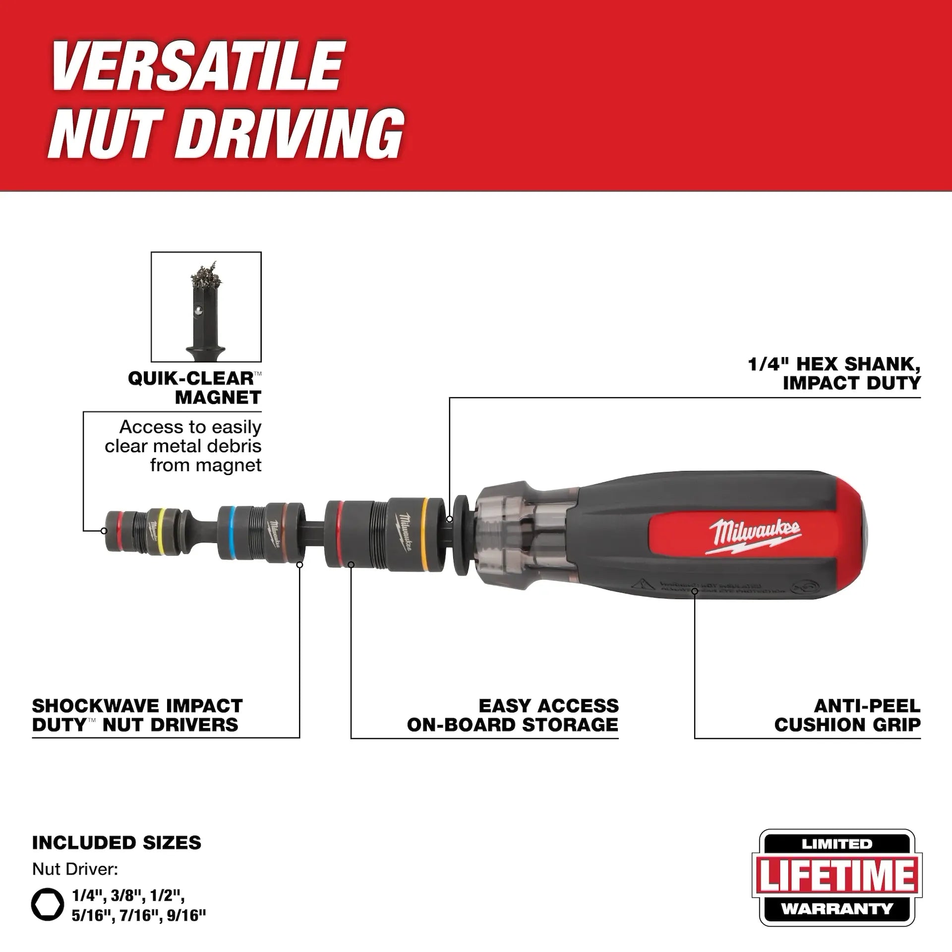 Milwaukee 48-22-2921 - Multi-Nut Driver W/ SHOCKWAVE Impact Duty™ Magnetic Nut Drivers