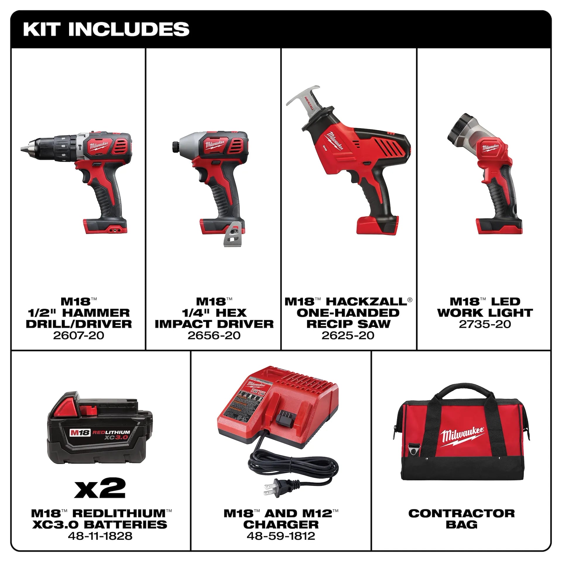 Milwaukee 2695-24 - M18 Cordless LITHIUM-ION 4-Tool Combo Kit