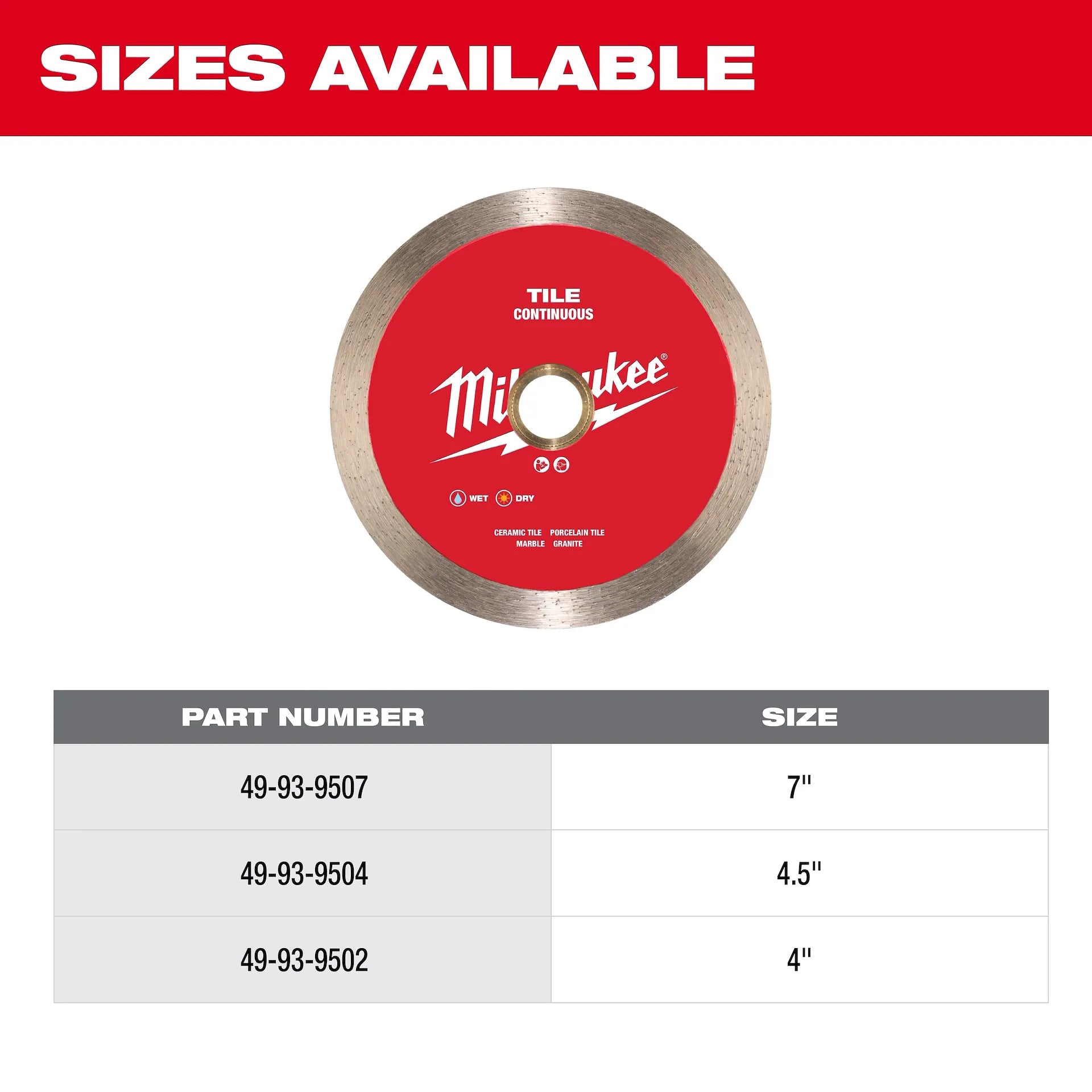 Milwaukee 49-93-9504 - 4-1/2" Continuous Tile Diamond Blade