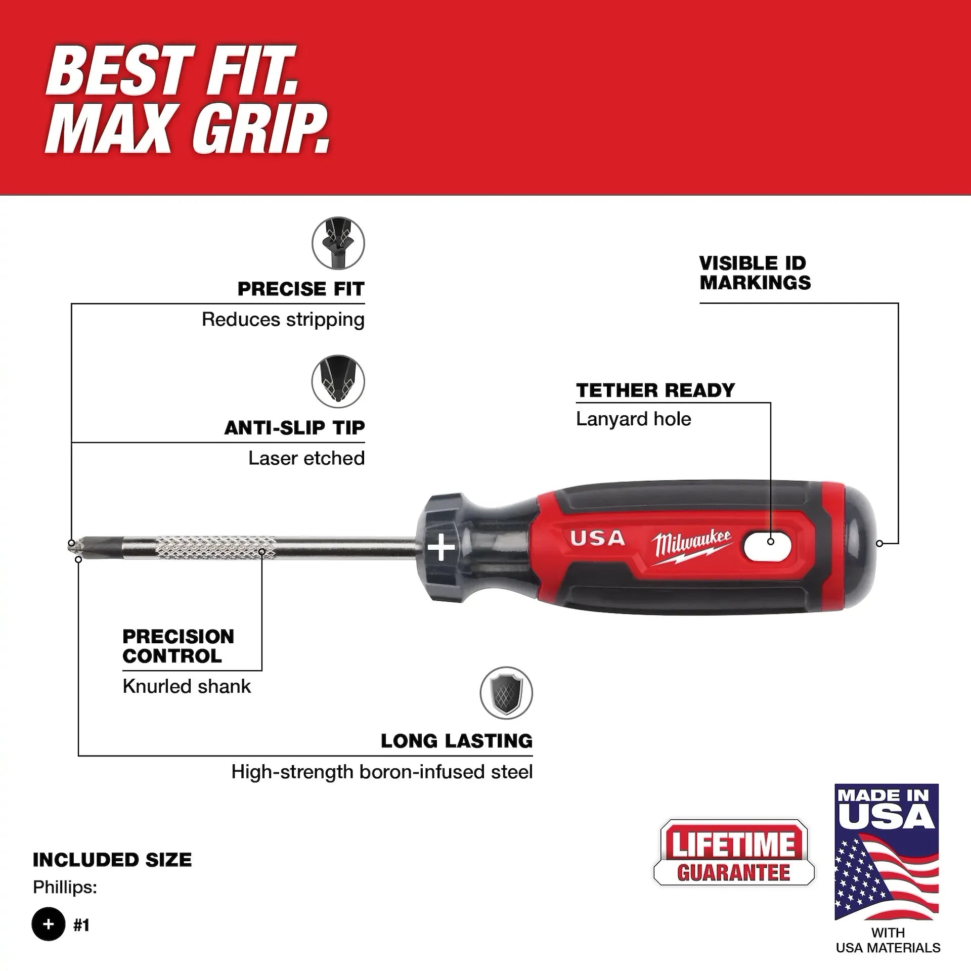 Milwaukee MT201 - #1 Phillips 3" Cushion Grip Screwdriver (USA)