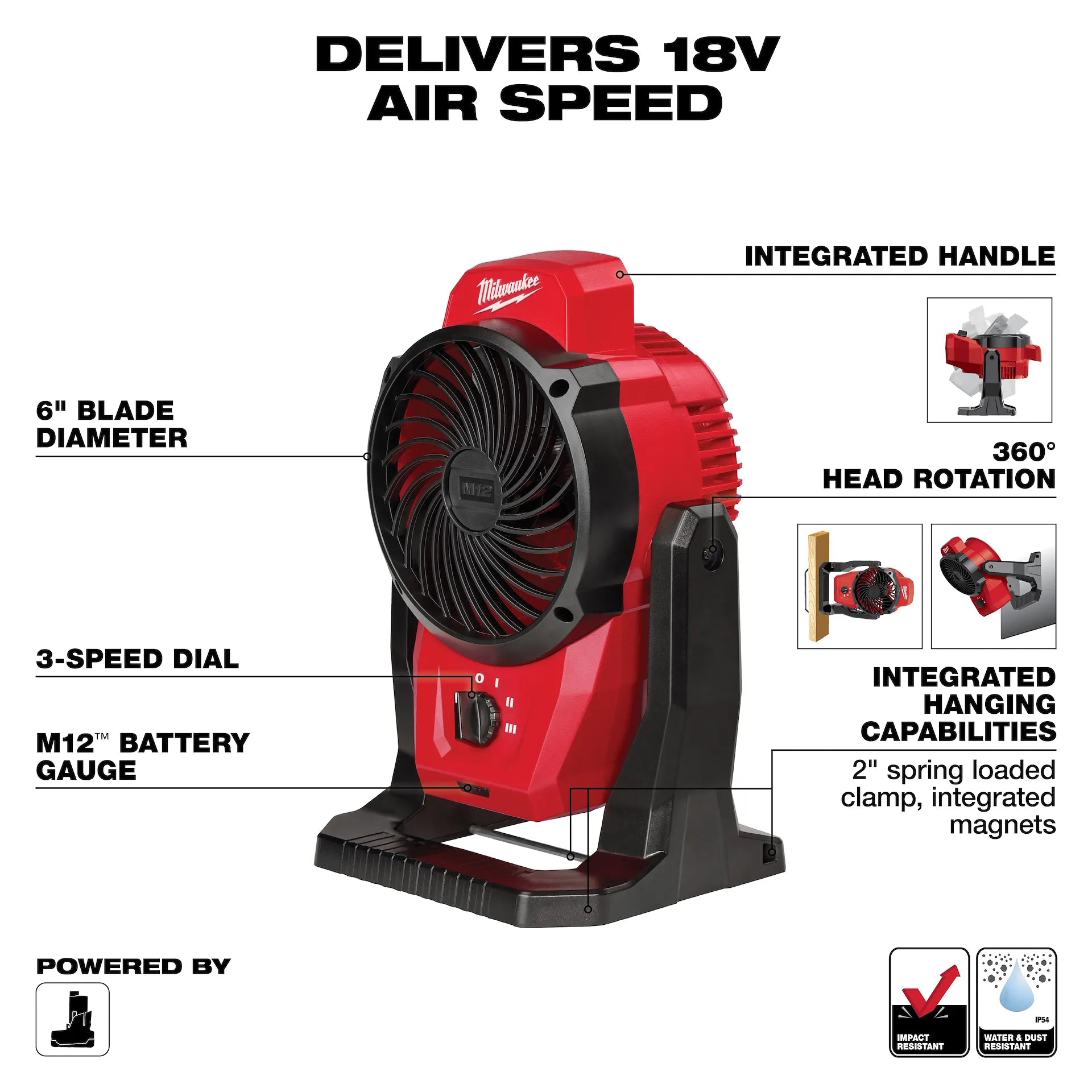 Milwaukee 0820-20 - M12™ Mounting Fan