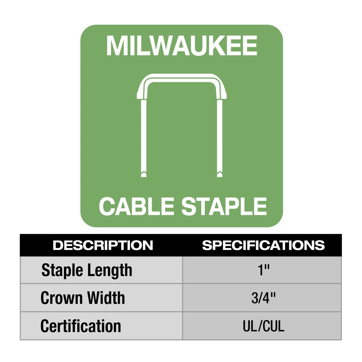Milwaukee MNM1-600 - 1" Insulated Cable Staples