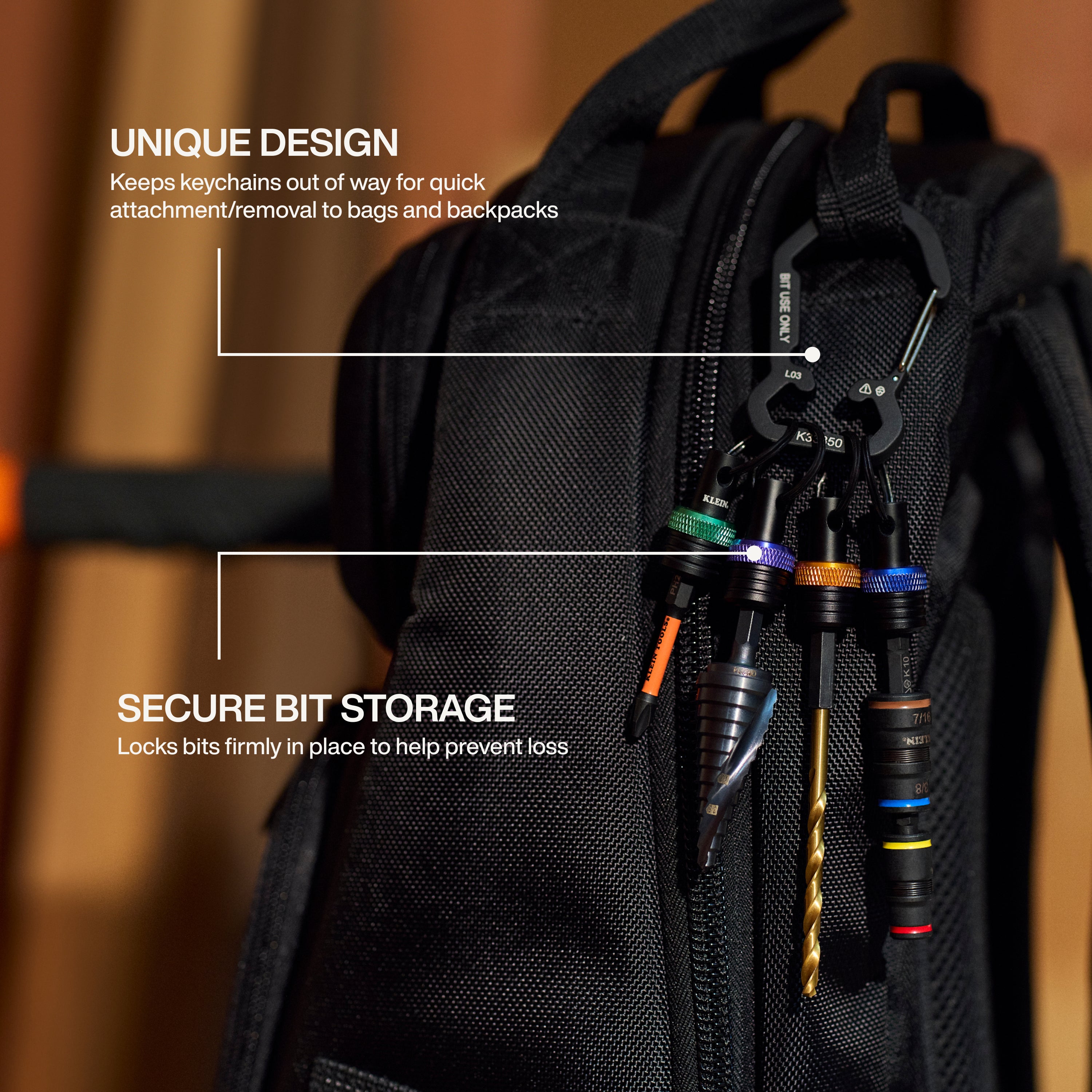 KLEIN K33850 - Bit Holder Keychain Set, 5-Piece